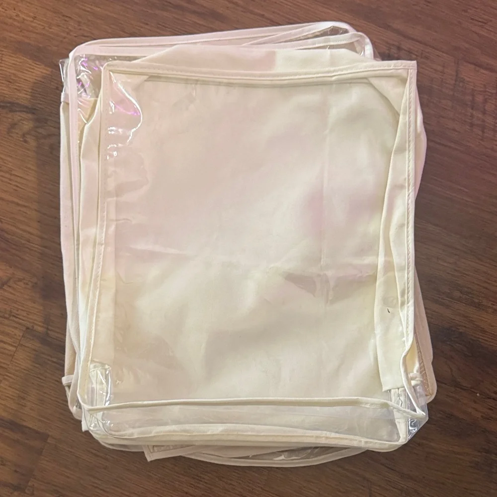 Set of Cream Storage Bags set of 6 - 16” x 13” x 4”